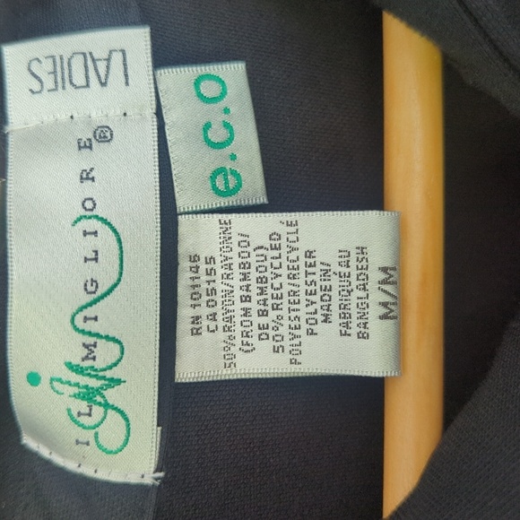 Women's Classic Black Bamboo Polo Shirt - Size M NWT - Picture 4 of 5